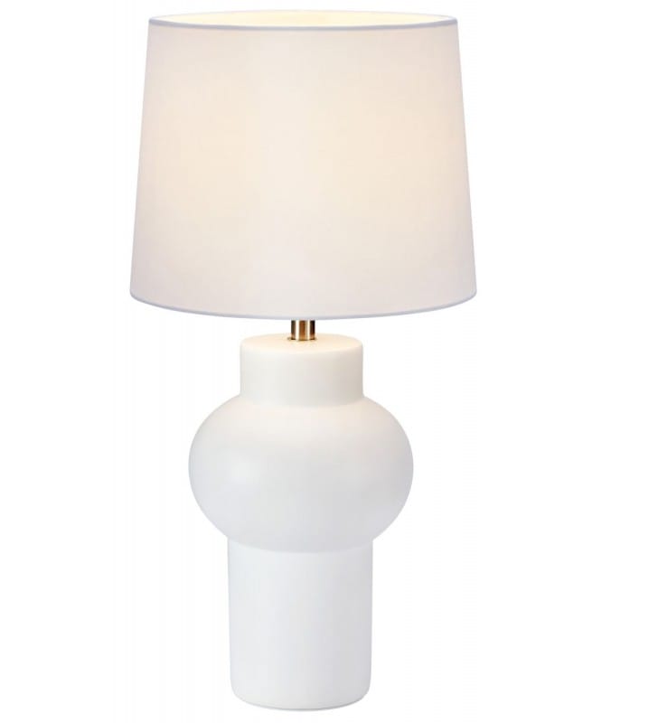 Biała lampa nocna do sypialni Shape abażur dekoracyjna ceramiczna podstawa włącznik na przewodzie