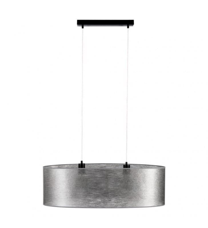 Srebrna lampa wisząca nad stół z abażurem Nevoa owalna 2xE27
