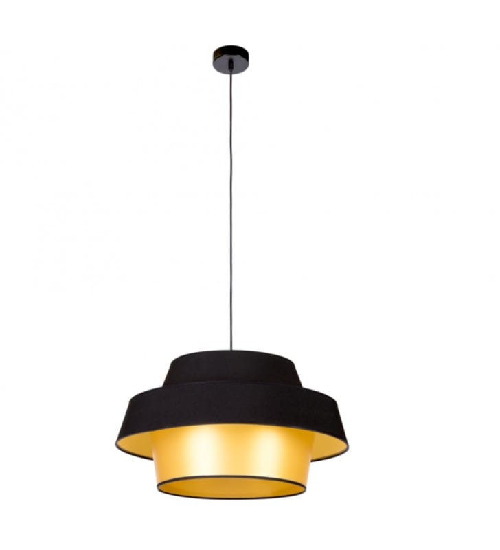 Lampa wisząca Preto abażur czarno złoty 55cm do jadalni nad stół do salonu sypialni