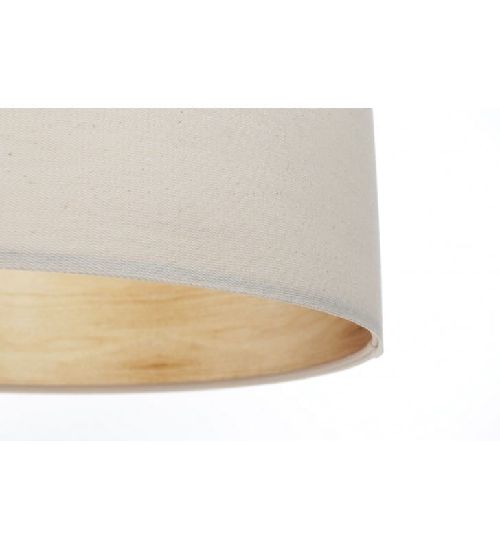 Lampa wisząca Cornelio beżowy lniany abażur wnętrze imitujące drewno