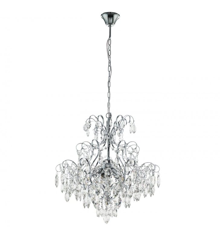 Kryształowa lampa wisząca żyrandol do salonu Fenoullet bezbarwne kryształy wykończenie chrom glamour