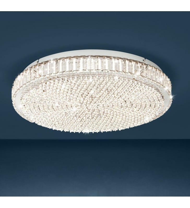 60cm okrągły plafon do salonu z kryształami Balparda LED 4000K 60cm z możliwością ściemniania Eglo