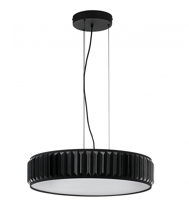 Lampa wisząca Firenzuola z pilotem czarna abażur z kryształami z tworzywa do salonu sypialni jadalni ściemniacz