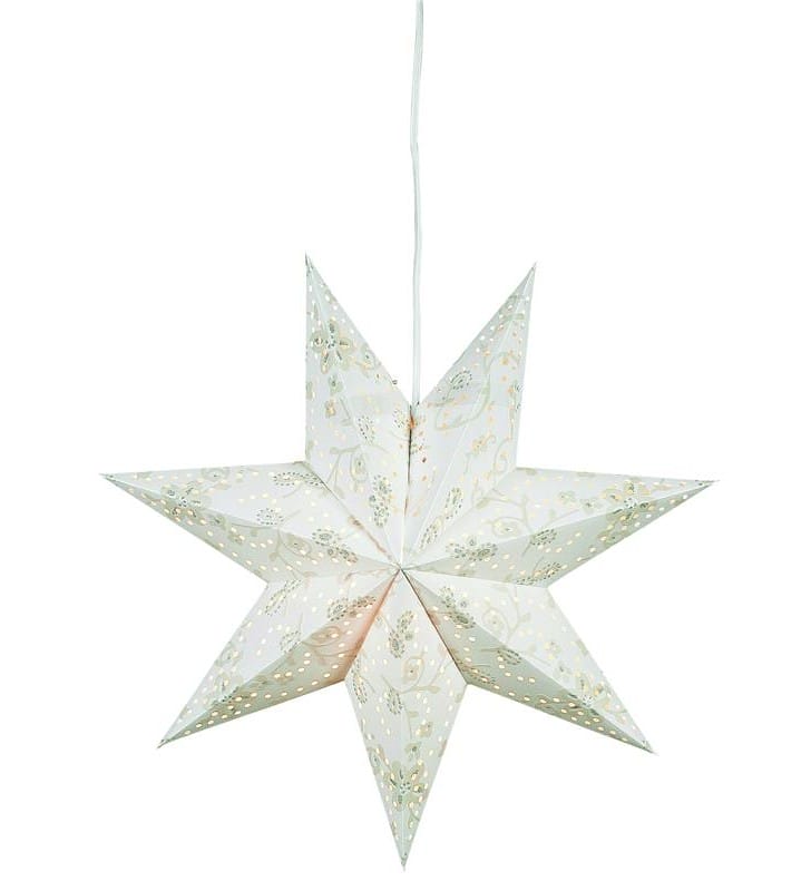 Papierowa gwiazda Aratorp 45cm złamana biel z dekorem podświetlana