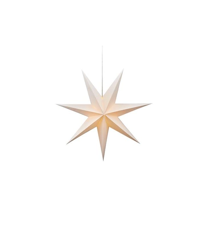 75cm dekoracyjna biała gładka gwiazda z papieru Duva 1xE14