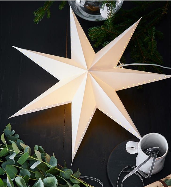 60cm biała papierowa gwiazda Lively do powieszenia dekoracja wisząca np. w oknie