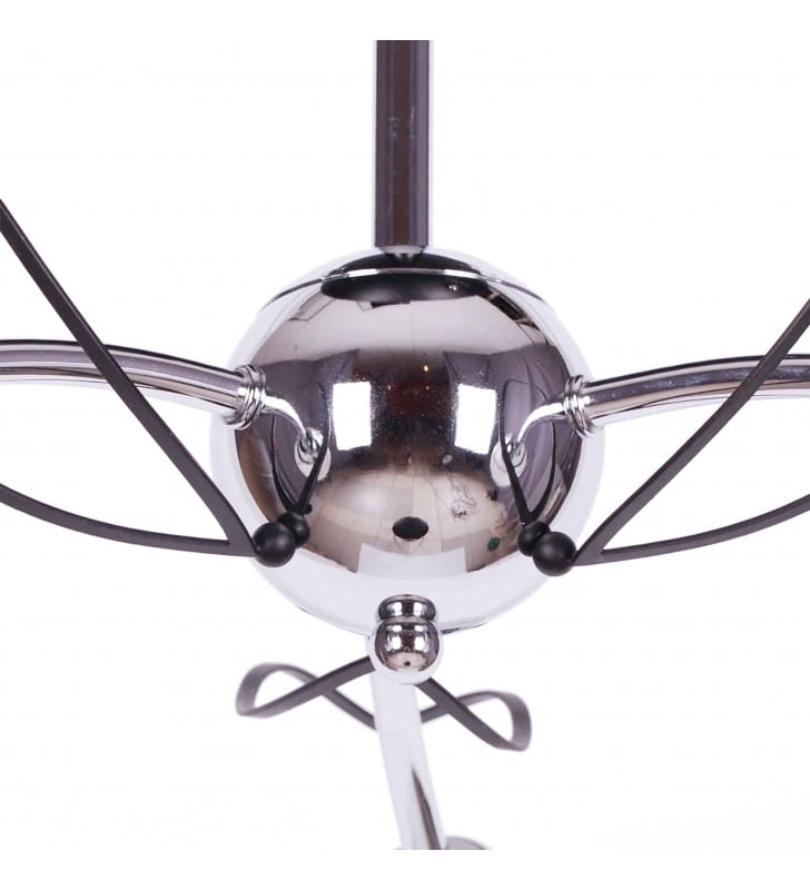 Lampa sufitowa żyrandol Xena 3 ramienna szklane zdobione klosze chrom z kolorem czarnym