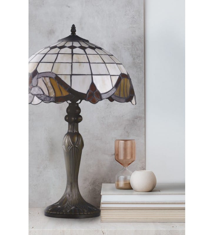 Lampa stołowa Witraż w stylu Tiffany klasyczna na komodę stolik nocny do salonu sypialni