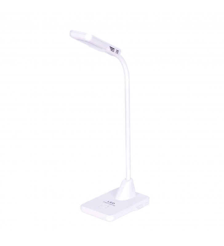 Tymek lampka biurkowa LED biała z giętkim ramieniem włącznik na podstawie lampki