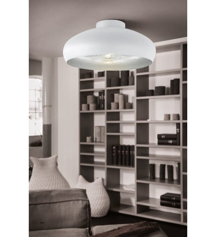 40cm biały plafon lampa sufitowa ze srebrnym środkiem Mogano na przedpokój do sypialni salonu kuchni