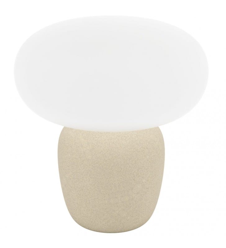 Designerska nowoczesna lampa stołowa Cahuama ceramiczna podstawa szklany klosz