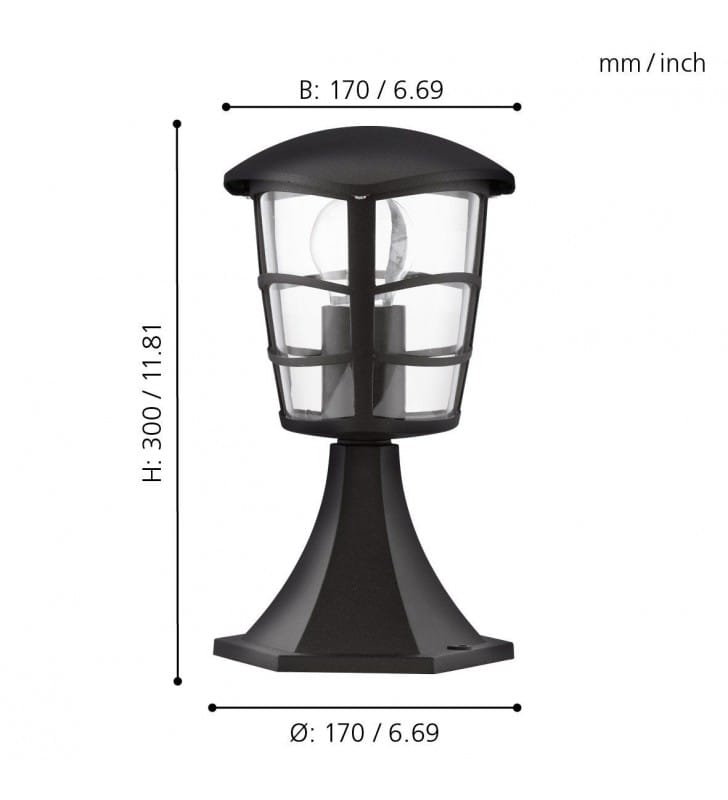 Lampa ogrodowa Aloria niski słupek zewnętrzny czarny 30cm - OD RĘKI