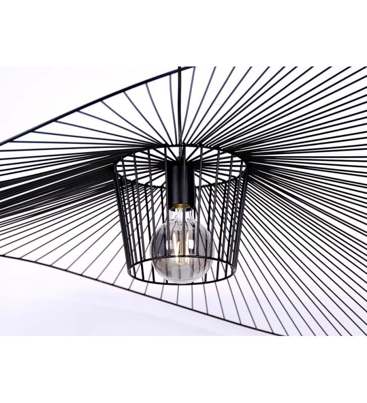 Designerska czarna lampa wisząca z metalu Kapelusz duża