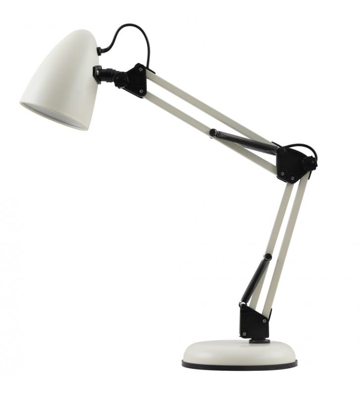 Biała regulowana lampa biurkowa Notari GU10 czarne detale