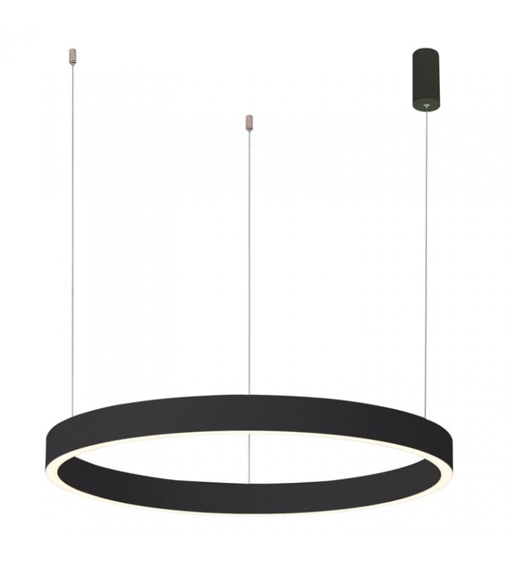 Duża 80cm czarna nowoczesna lampa wisząca obręcz pierścień Brasco Down LED nad stół do salonu