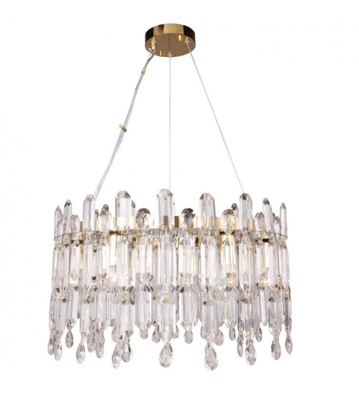 Kryształowa lampa wisząca ze złotym wykończeniem Crown 50cm 6xE14
