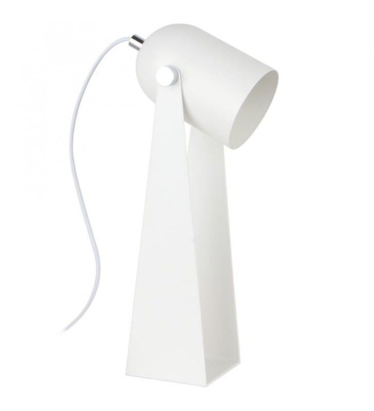 Biała nowoczesna lampa stołowa lub na biurko Aries włącznik na kablu