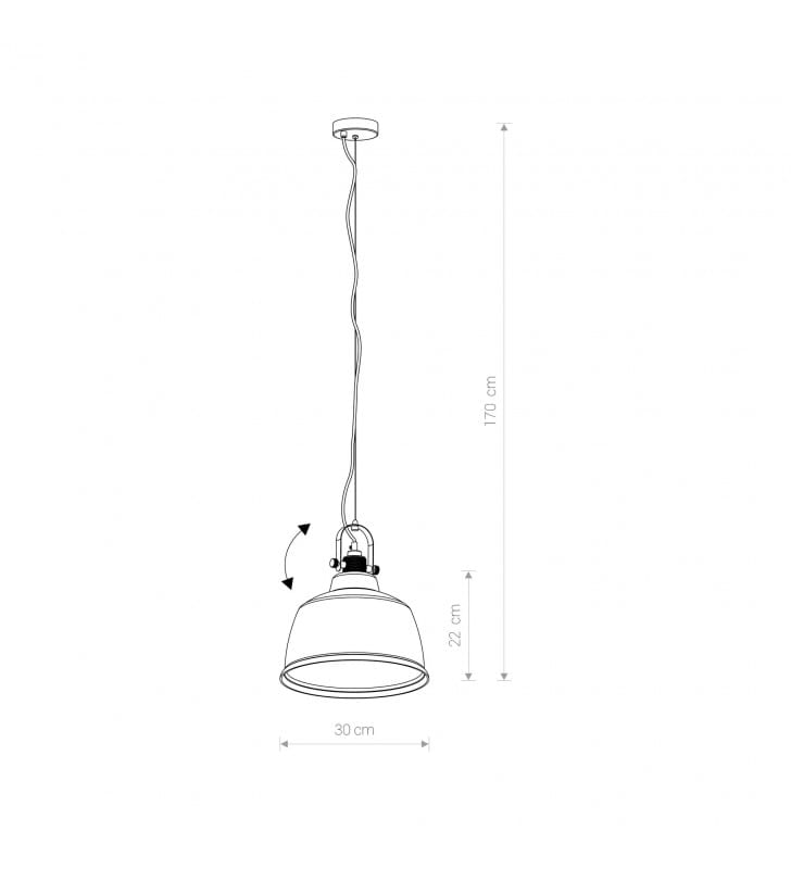 30cm lampa wisząca Amalfi srebrny szklany metalizowany klosz długość 1,7m