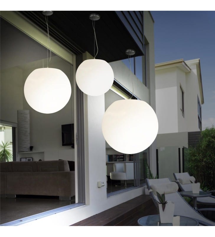 Cumulus 30cm zewnętrzna lampa wisząca biała kula IP65 Nowodvorski
