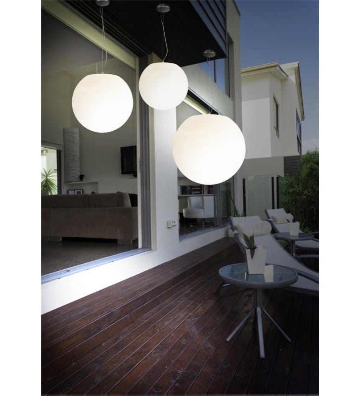 Cumulus 30cm zewnętrzna lampa wisząca biała kula IP65 Nowodvorski