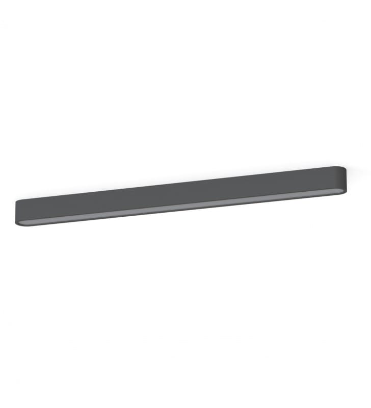 Grafitowy plafon na sufit Soft Graphite T8 LED 95cm wąski długi do salonu