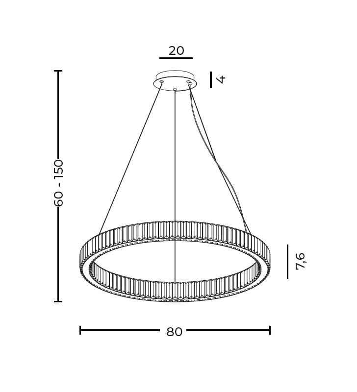 80cm lampa wisząca Spark LED z możliwością ściemniania kryształowa złota obręcz do salonu Azzardo