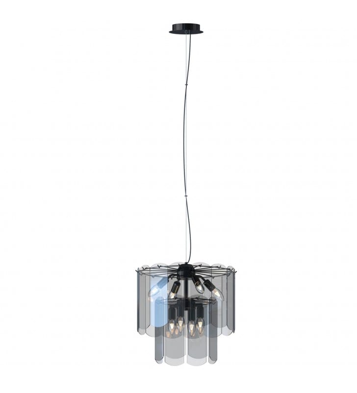 Czarna lampa wisząca Nira szklany klosz do salonu sypialni 8xE14 Zuma line