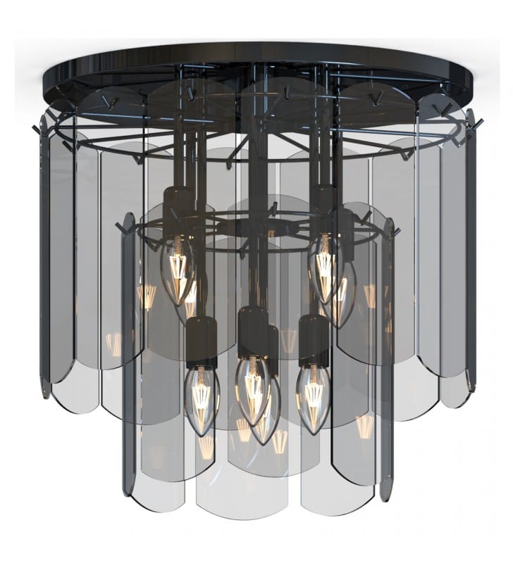 Lampa sufitowa Nira czarna stylowa elegancka transparentne szkło do salonu Zuma line