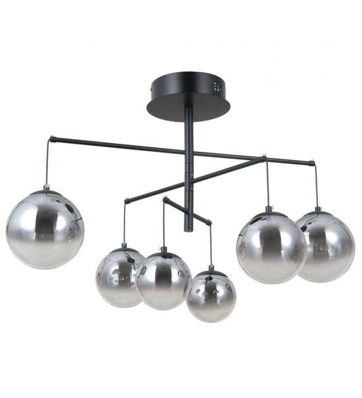 Czarna nowoczesna lampa sufitowa Velada do salonu szklane kule