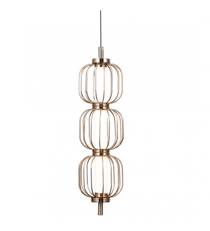 Pedro LED metalowa złota lampa wisząca do salonu sypialni z wysokim kloszem