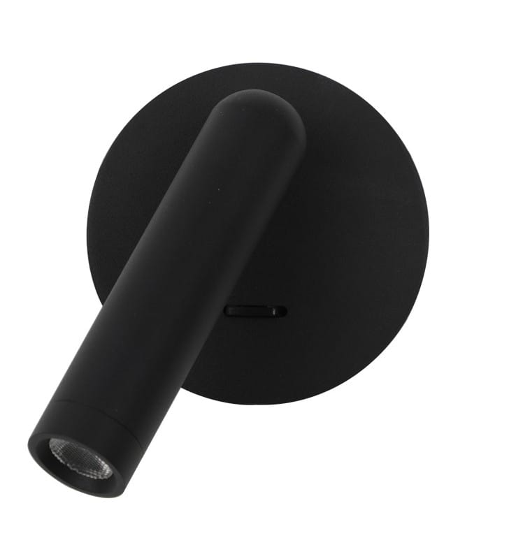 Czarna minimalistyczna lampa ścienna z włącznikiem do sypialni Carda LED