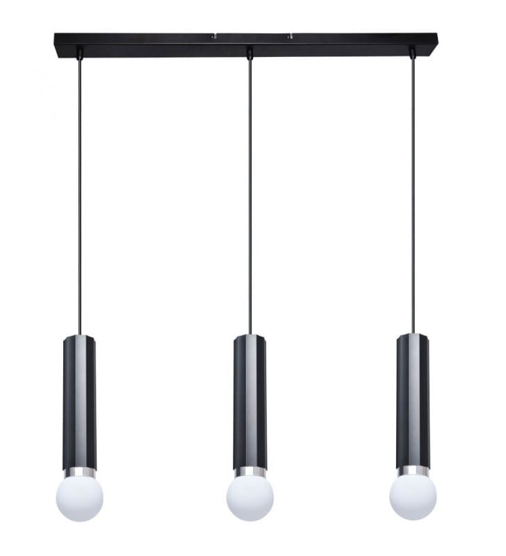 3 pkt lampa wisząca nad stół blat na linkach bez kloszy Macera czarna 3xE27